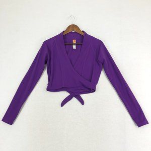 Lucy Women's Size Small Purple True Wrap Surplice V-Neck Long Sleeve Crop Top